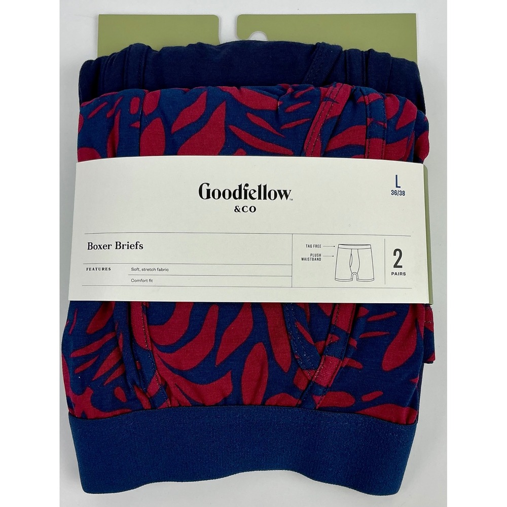 Goodfellow & Co. Mens Boxer Briefs 2-Pack L Red Blue Floral Underwear‎